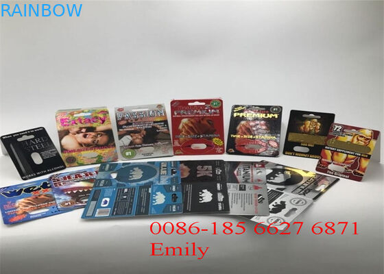 Coated Paper Blister Card Packaging Glossy Lamination For Sexual Enhancement Pills