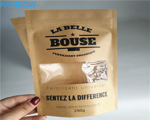 Front Side Clear Customized Paper Bags For Powder / Candy / Coffee