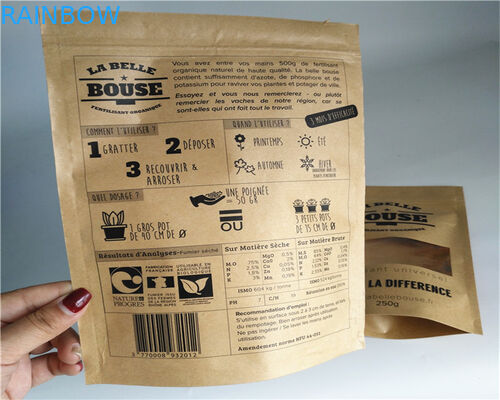 Front Side Clear Customized Paper Bags For Powder / Candy / Coffee
