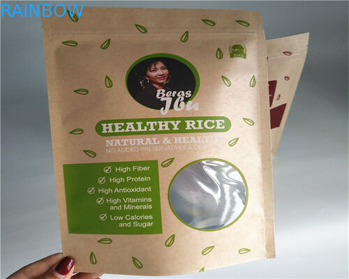 Front Side Clear Customized Paper Bags For Powder / Candy / Coffee