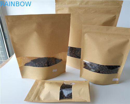 Front Side Clear Customized Paper Bags For Powder / Candy / Coffee