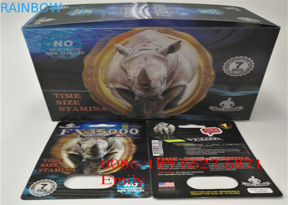 Convenient Rhino Pills Blister Pack Packaging With Embossing Surface Effect