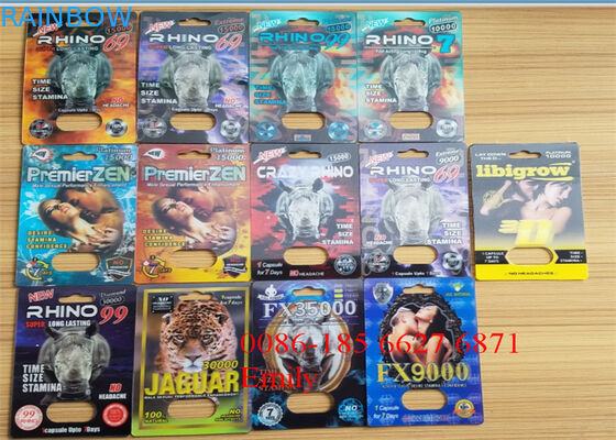 Convenient Rhino Pills Blister Pack Packaging With Embossing Surface Effect