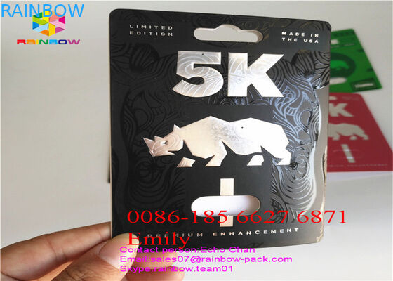 Convenient Rhino Pills Blister Pack Packaging With Embossing Surface Effect