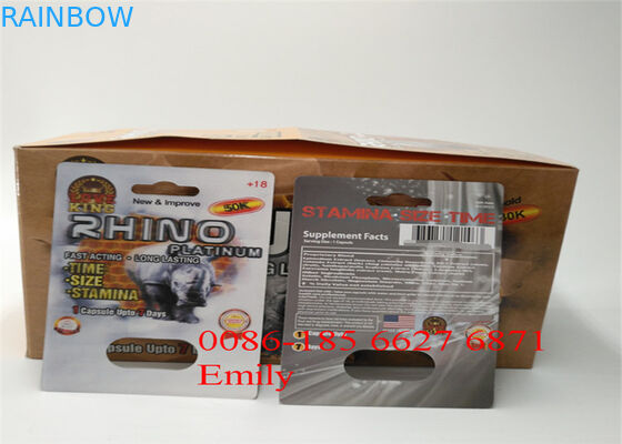 Convenient Rhino Pills Blister Pack Packaging With Embossing Surface Effect