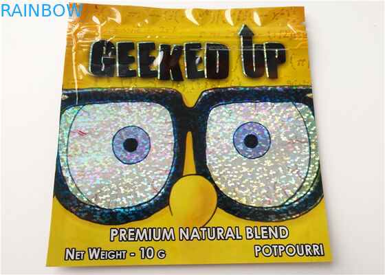 THC Resealable Herbal Incense Packaging , Plastic Zipper Bags For Pill Packaging