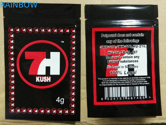 Glossy Foil Plastic Zipper Bags 7h Custom Label Printed For CBD Seeds Capsules