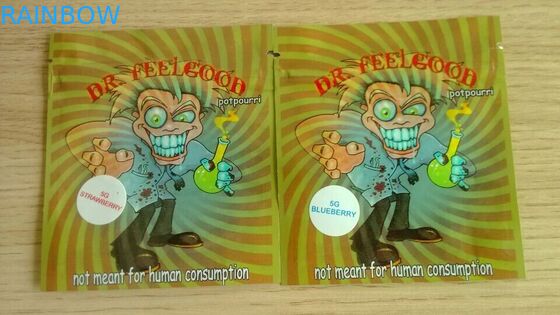 Amber Leaf Herbal Incense Packaging , Security Three Side Seal Pouch 4g