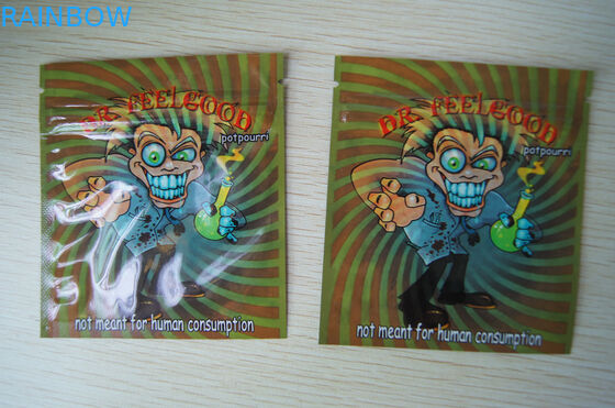 Amber Leaf Herbal Incense Packaging , Security Three Side Seal Pouch 4g