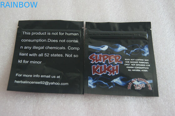 High Barrier Herbal Incense Packaging , PE Material Plastic Zipper Bags