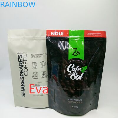 Silver Plastic Stand Up Pouch Bags 500g Non - Toxic For Coffee Tea Powder Packaging