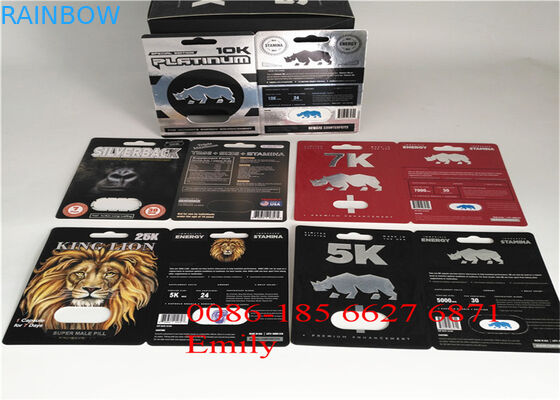 Private Labels Blister Card Packaging , Rhino Pill Plastic Blister Packaging