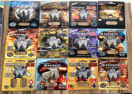 Private Labels Blister Card Packaging , Rhino Pill Plastic Blister Packaging