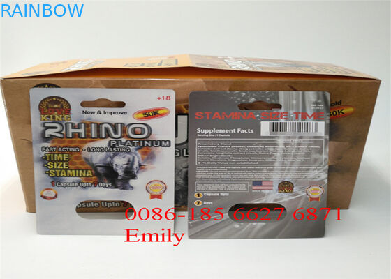 Private Labels Blister Card Packaging , Rhino Pill Plastic Blister Packaging