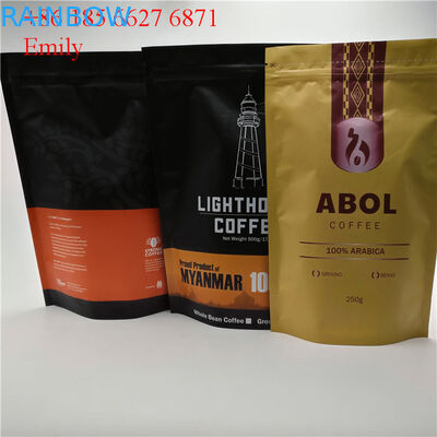 Zipper Foil Pouch Packaging 250g 500g With Degassing One - Way Valves