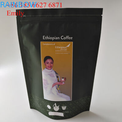 Zipper Foil Pouch Packaging 250g 500g With Degassing One - Way Valves