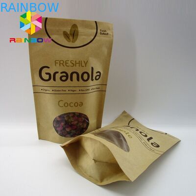 High Temperature Stand Up Pouch Pressure Resistance For Coffee Beans The Kraft Paper Bag With Clear Window