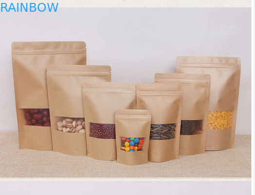 High Temperature Stand Up Pouch Pressure Resistance For Coffee Beans The Kraft Paper Bag With Clear Window
