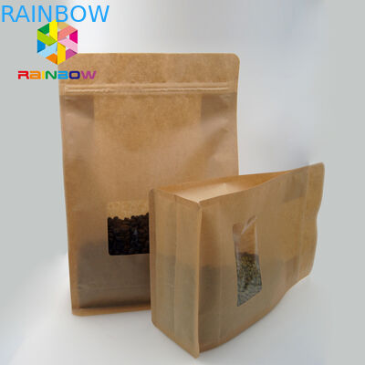 High Temperature Stand Up Pouch Pressure Resistance For Coffee Beans The Kraft Paper Bag With Clear Window