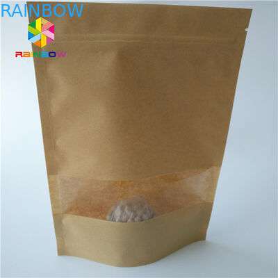 Kraft Paper Stand Up Bags Recyclable 12 * 8 * 22.5CM SGS Certificated With Window