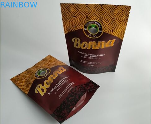 Food Grade Plastic Pouches Packaging , Heat Seal Matt Stand Up Coffee Pouches