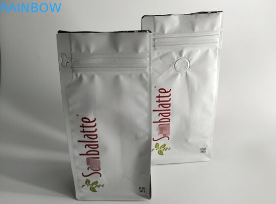 Flat Square Plastic Pouches Packaging Block Bottom For Coffee Industrial