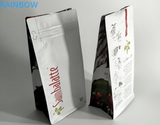 Flat Square Plastic Pouches Packaging Block Bottom For Coffee Industrial