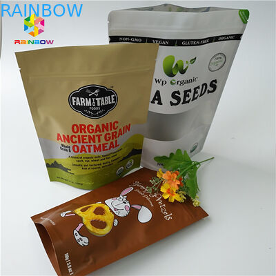 Food Grade Protein Powder Dry Nut Stand Up Zipper Pouch Transparent Packaging Bag