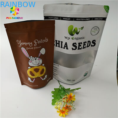 Food Grade Protein Powder Dry Nut Stand Up Zipper Pouch Transparent Packaging Bag