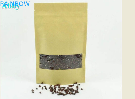 Clear Window Customized Paper Bags , Kraft Paper Bags For Coffee / Tea Packaging