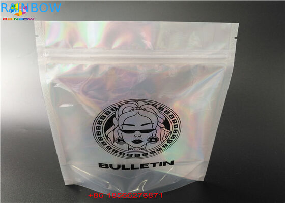 Holographic Stand Up Zip Lock Bag Laminated Poly Large Plastic Packaging Hologram Foil Sticker