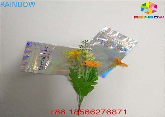 Holographic Stand Up Zip Lock Bag Laminated Poly Large Plastic Packaging Hologram Foil Sticker