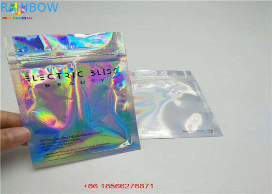 Holographic Stand Up Zip Lock Bag Laminated Poly Large Plastic Packaging Hologram Foil Sticker