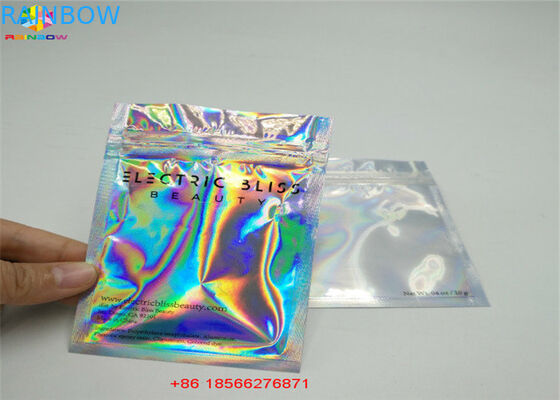 Holographic Stand Up Zip Lock Bag Laminated Poly Large Plastic Packaging Hologram Foil Sticker