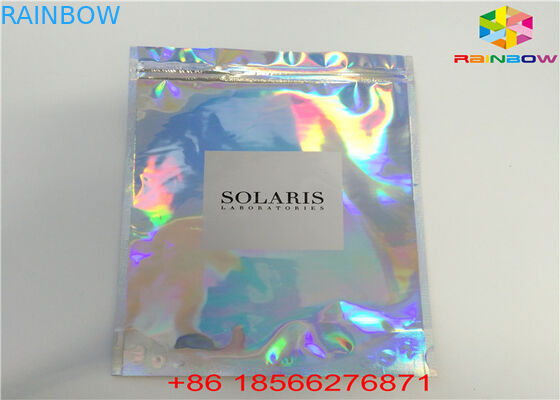 Holographic Stand Up Zip Lock Bag Laminated Poly Large Plastic Packaging Hologram Foil Sticker