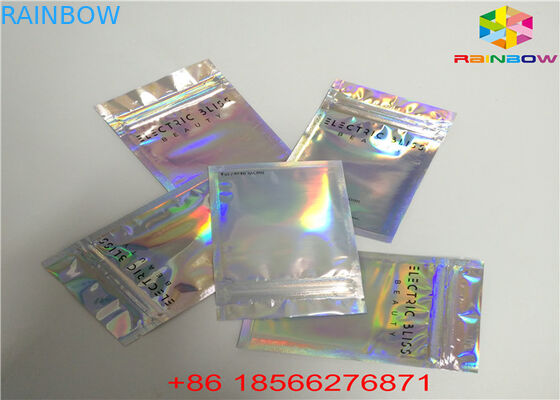 Holographic Stand Up Zip Lock Bag Laminated Poly Large Plastic Packaging Hologram Foil Sticker