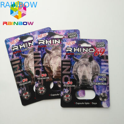 Rhino 69 / 7 Capsule Sex Pills Blister Card Packaging Matte / Glossy Surface Finish
