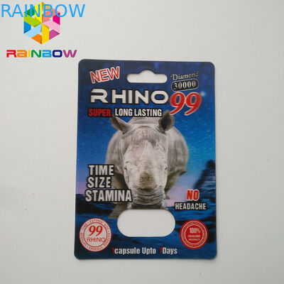 Rhino 69 / 7 Capsule Sex Pills Blister Card Packaging Matte / Glossy Surface Finish