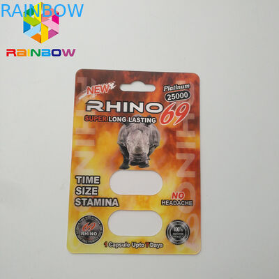 Rhino 69 / 7 Capsule Sex Pills Blister Card Packaging Matte / Glossy Surface Finish
