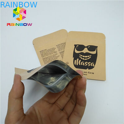 Pill Foil Pouch Packaging Customized Sample Kraft Paper Three Side Sealed Pouch