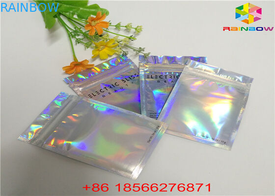 Matte Finished Hologram Foil Zip Lock Bags Face Mask Cosmetic Sample Flat Pouch