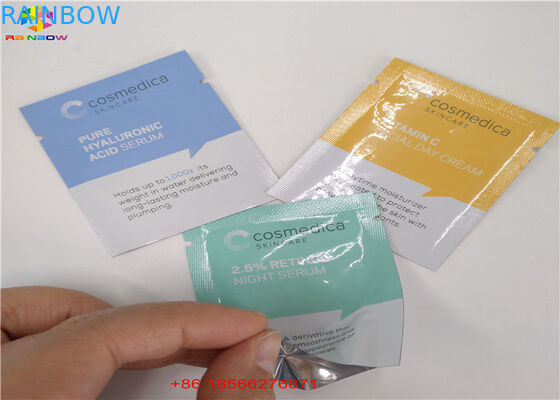 Matte Finished Hologram Foil Zip Lock Bags Face Mask Cosmetic Sample Flat Pouch