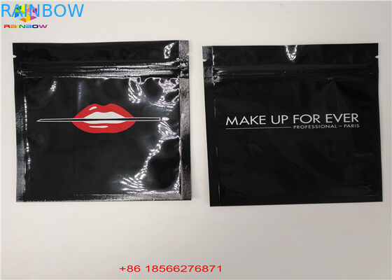 Matte Finished Hologram Foil Zip Lock Bags Face Mask Cosmetic Sample Flat Pouch