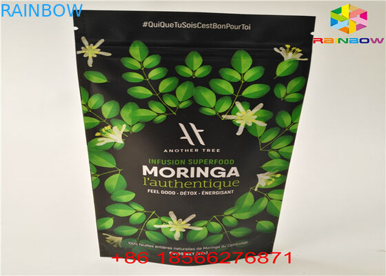 Matcha Tea Stand Up Zipper Pouch Laminated Material Aluminum Foil Recycle Kraft Paper