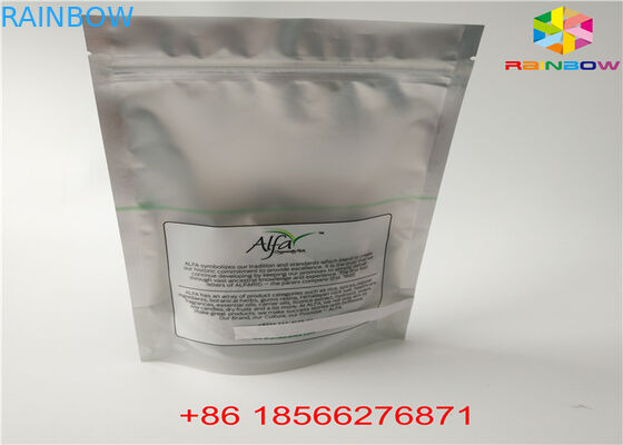 Glossy Silver Stand Up Pouch Aluminium Foil Packaging Bag Clear Plastic Material