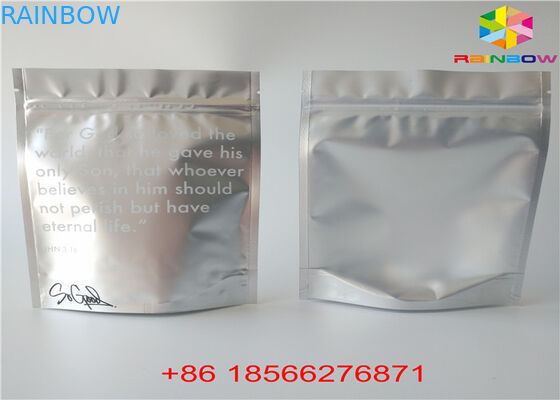 Glossy Silver Stand Up Pouch Aluminium Foil Packaging Bag Clear Plastic Material