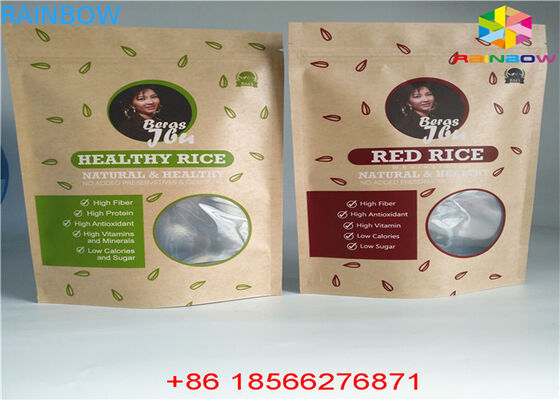 Reusable Customized Paper Bags Food Pouch Stand Up k Smell Proof With Window