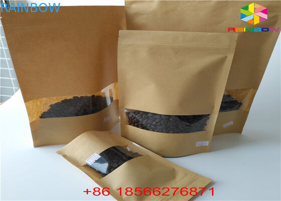 Reusable Customized Paper Bags Food Pouch Stand Up k Smell Proof With Window