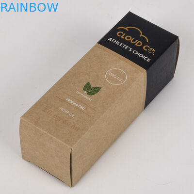 Eco Friendly Cosmetic Embossed Packaging Paper Box Brown Kraft Paper Cbd Oil Bottle Applied