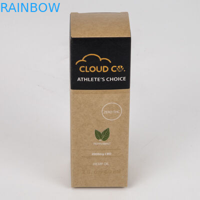 Eco Friendly Cosmetic Embossed Packaging Paper Box Brown Kraft Paper Cbd Oil Bottle Applied